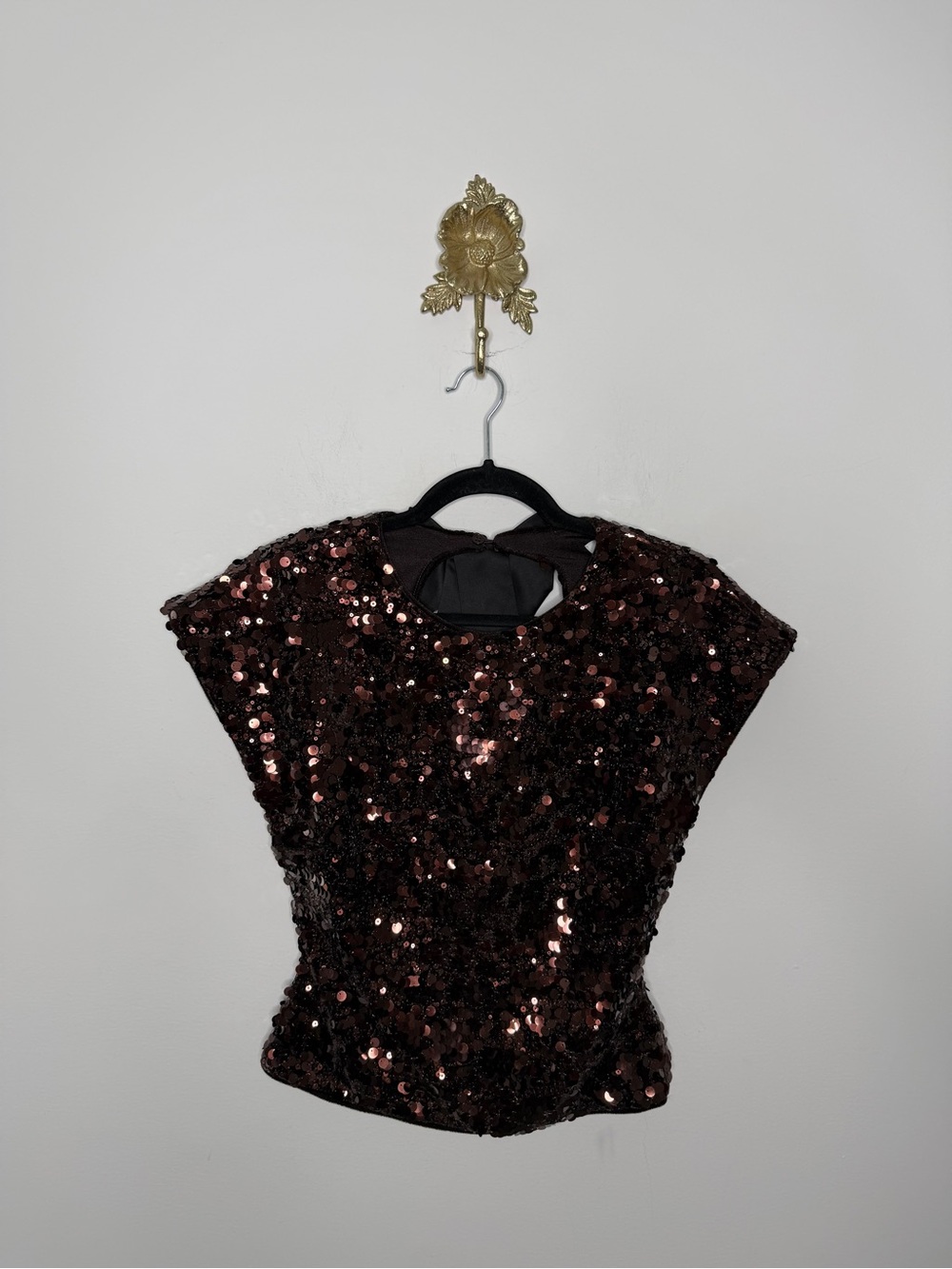 Ganni Bow Trim Sequin Top